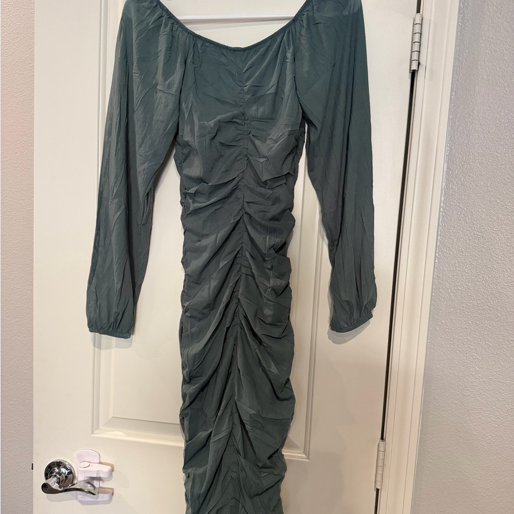 Elegant Green Ruched Dress